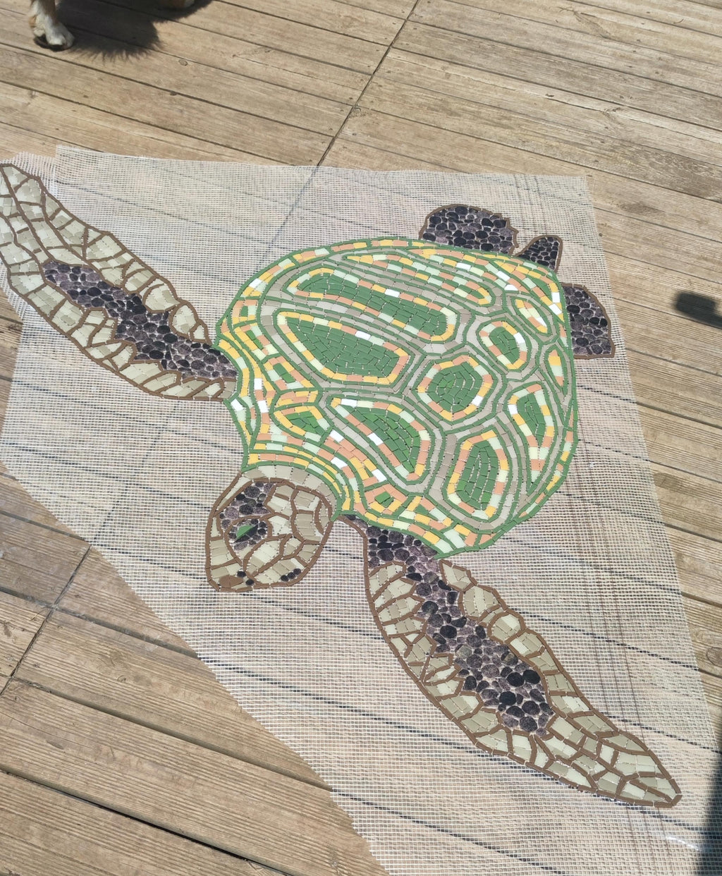 Tortue de mer en mosaïque pour piscine
