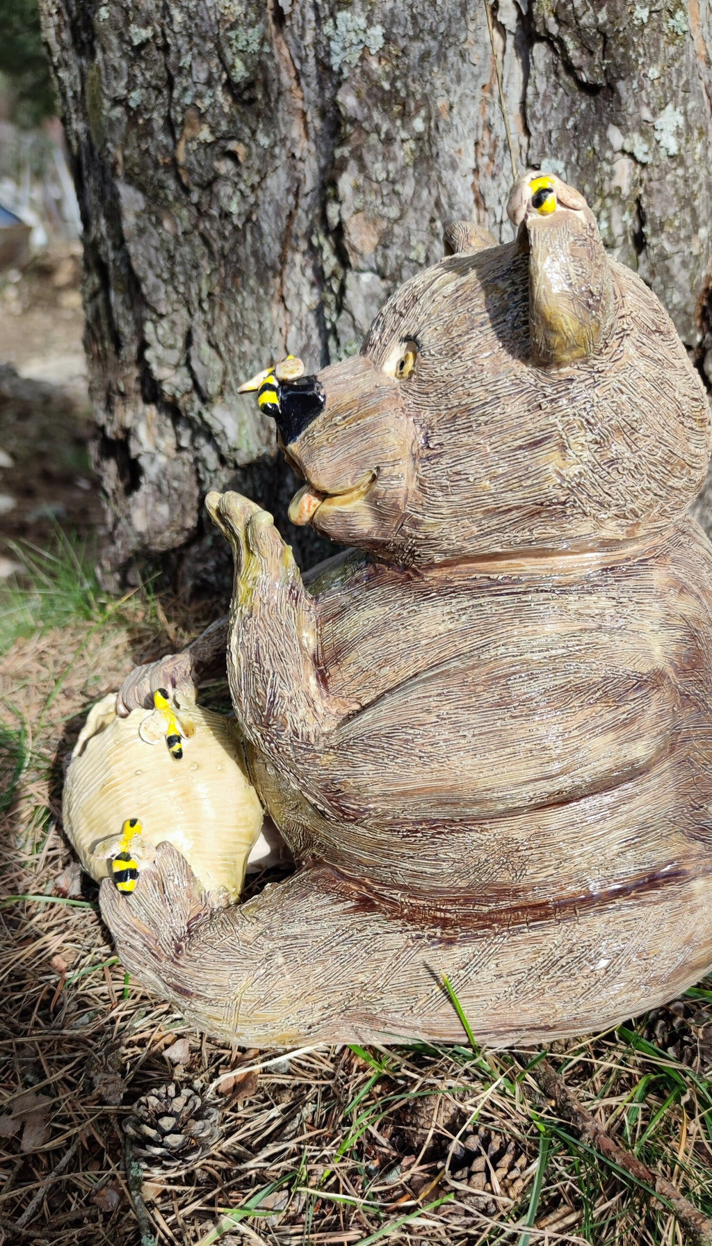 ours en faïence émailler-pot de miel -abeille