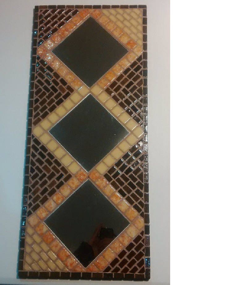 Miroir mosaïque  vertical émaux de verre ton marron