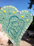 Tableau maman et enfant en mosaïque forme coeur