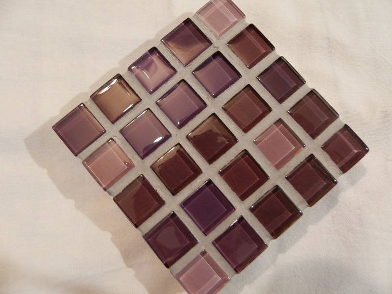 Dessous de plat et dessous de verre en mosaique violet et gris