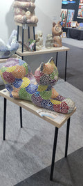 Sculpture mosaïque cat – art déco fait main en mosaïque & verre – pièce unique pour intérieur / extérieur couvert / jardin