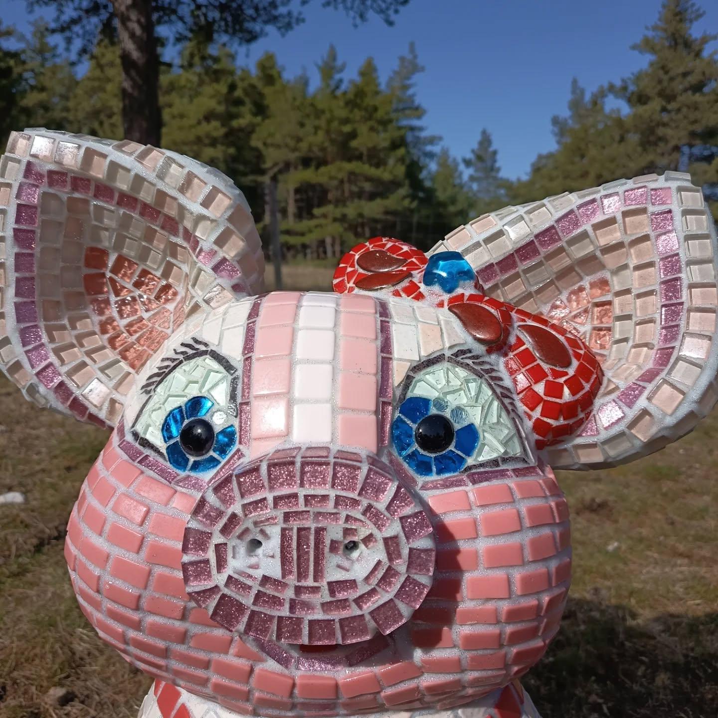 Cochon en mosaïque / mosaïque d'art/ sculpture en mosaïque