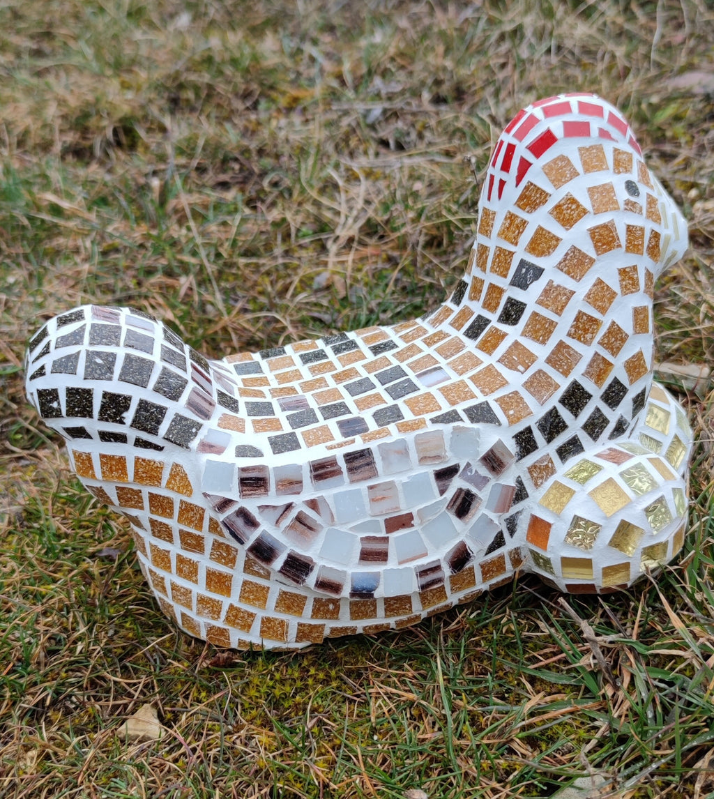 Kit mosaïque Poule rousse . kit mosaïque volume. kit de mosaïque 3D. kit cocotte en mosaïque a faire soi-même. kit créatif artisanal