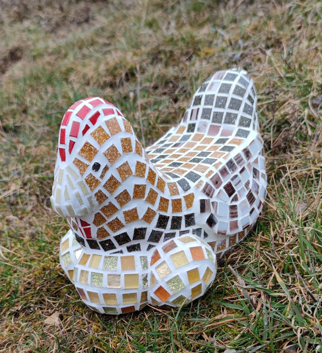 Kit mosaïque Poule rousse . kit mosaïque volume. kit de mosaïque 3D. kit cocotte en mosaïque a faire soi-même. kit créatif artisanal