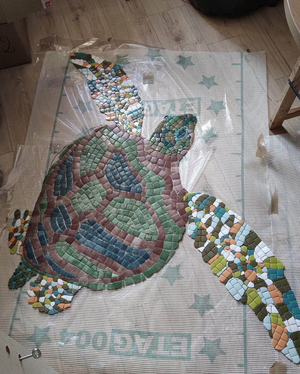 Tortue de mer en mosaïque pour piscine