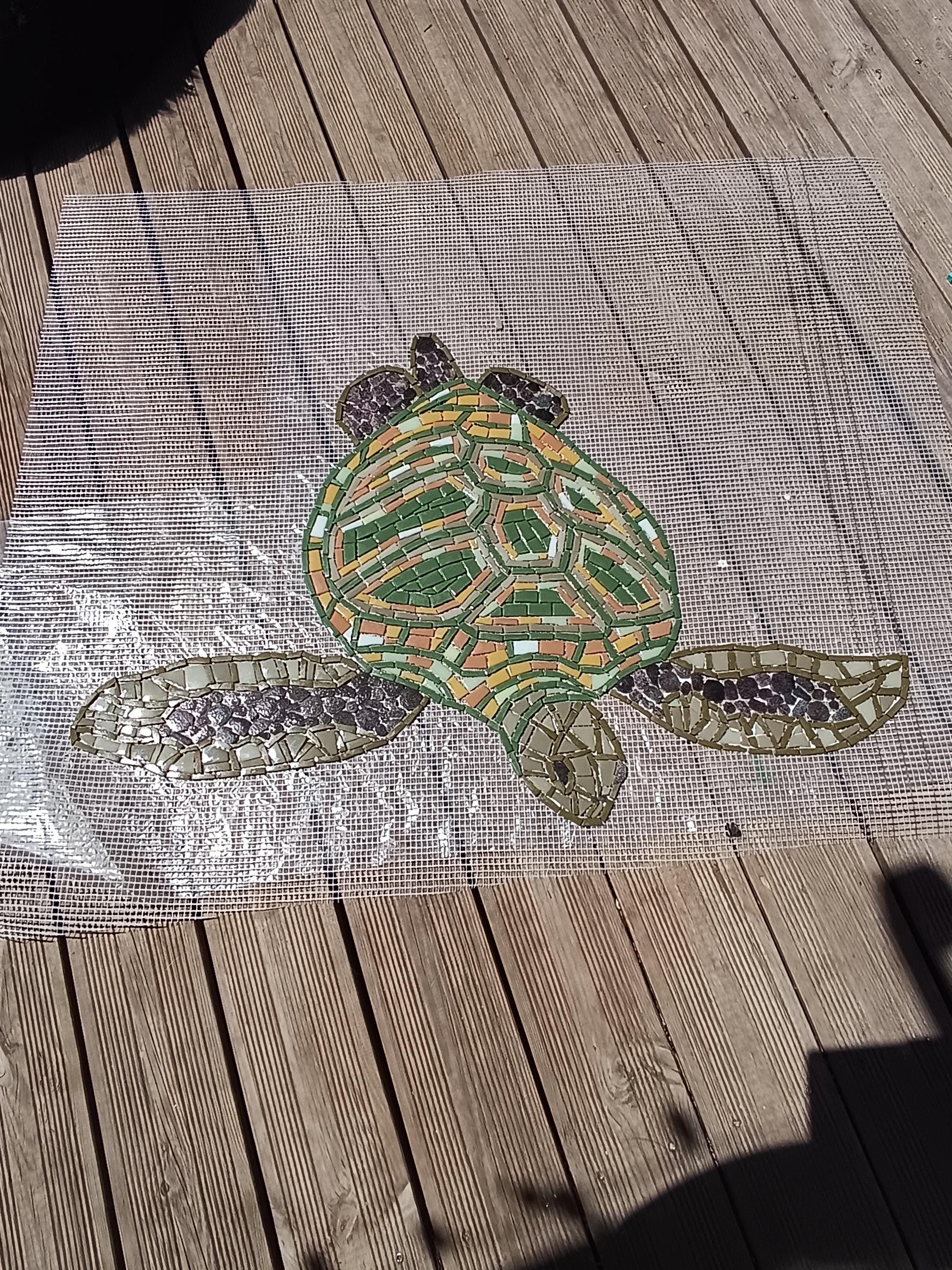 Tortue de mer en mosaïque pour piscine