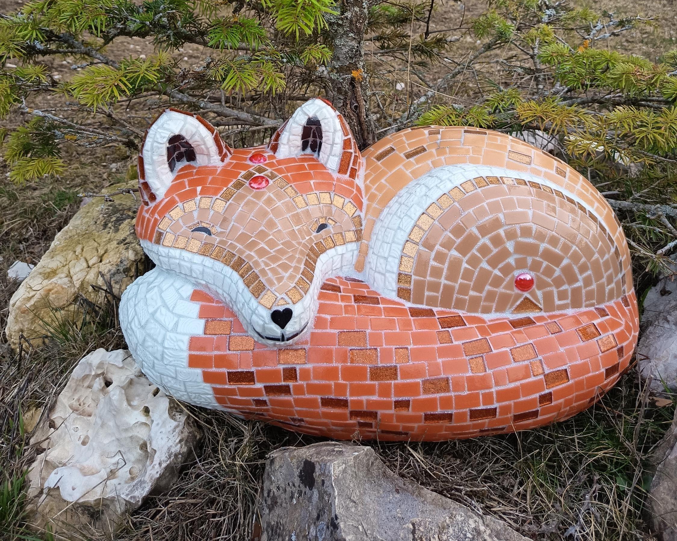 Renard en mosaïque -art contemporain- sculpture en mosaique