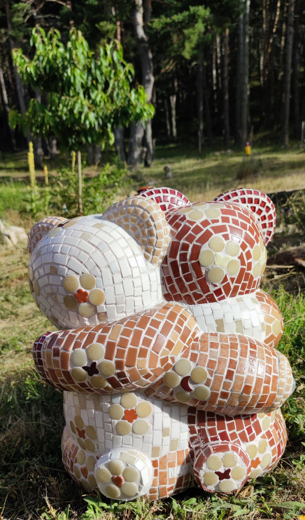 Sculpture mosaïque ours – art déco fait main en mosaïque & verre – pièce unique pour intérieur / extérieur / jardin