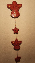 Suspension mosaïque forme Ange rouge et dore
