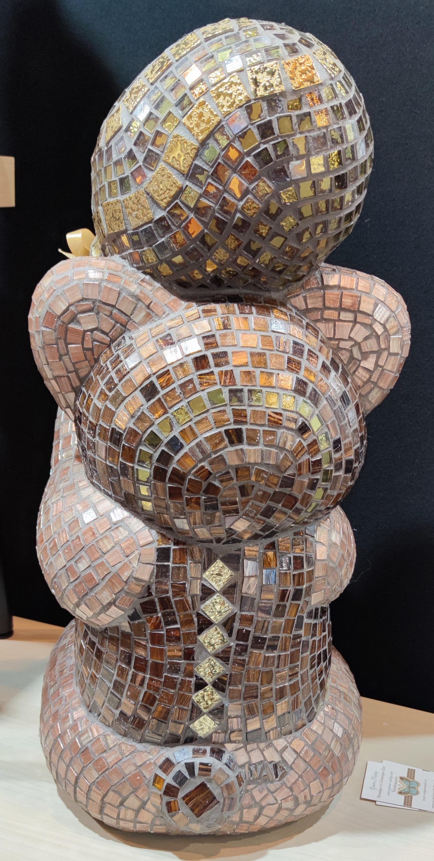 Sculpture mosaïque ours – art déco fait main en mosaïque & verre – pièce unique pour intérieur / extérieur / jardin