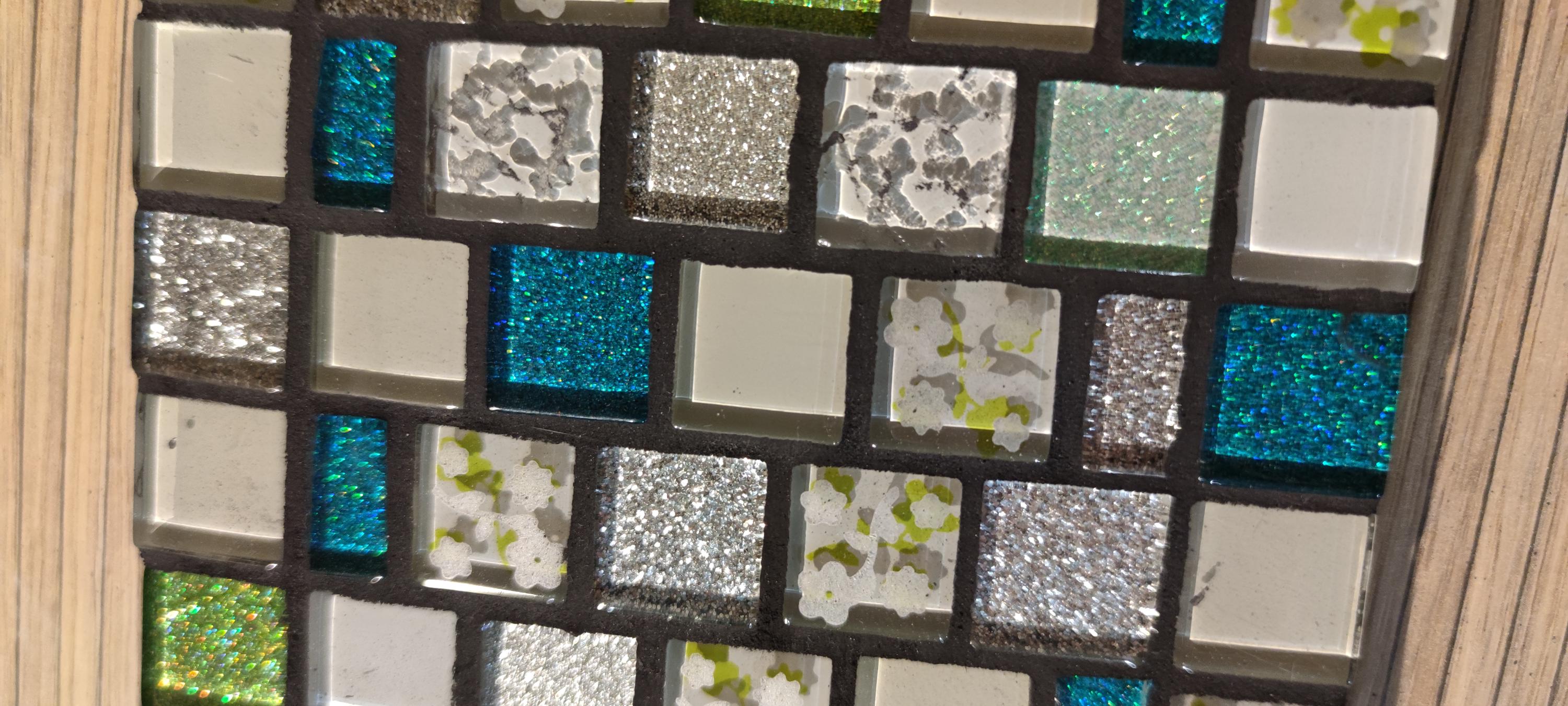 Dessous de plat mosaique verte et argenté