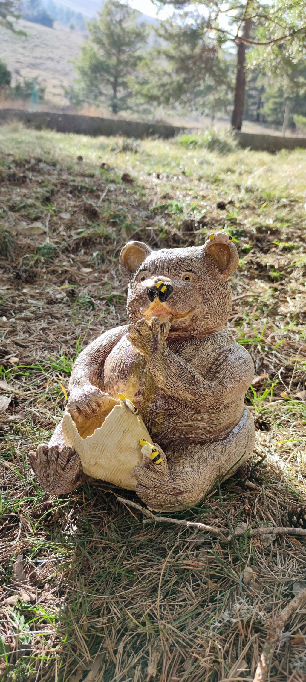 ours en faïence émailler-pot de miel -abeille