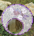 Miroir Carpe Koi mosaïque emaux de verre ton violet et gris -miroir personnalise