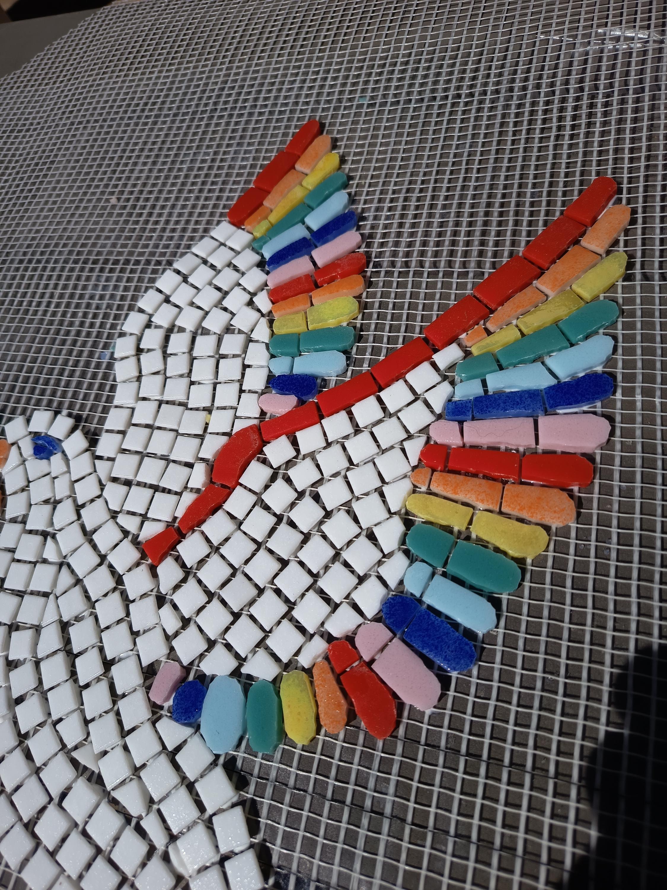 Colombe mosaïque faite main – Décoration murale colorée – Oiseau paix – Art mural