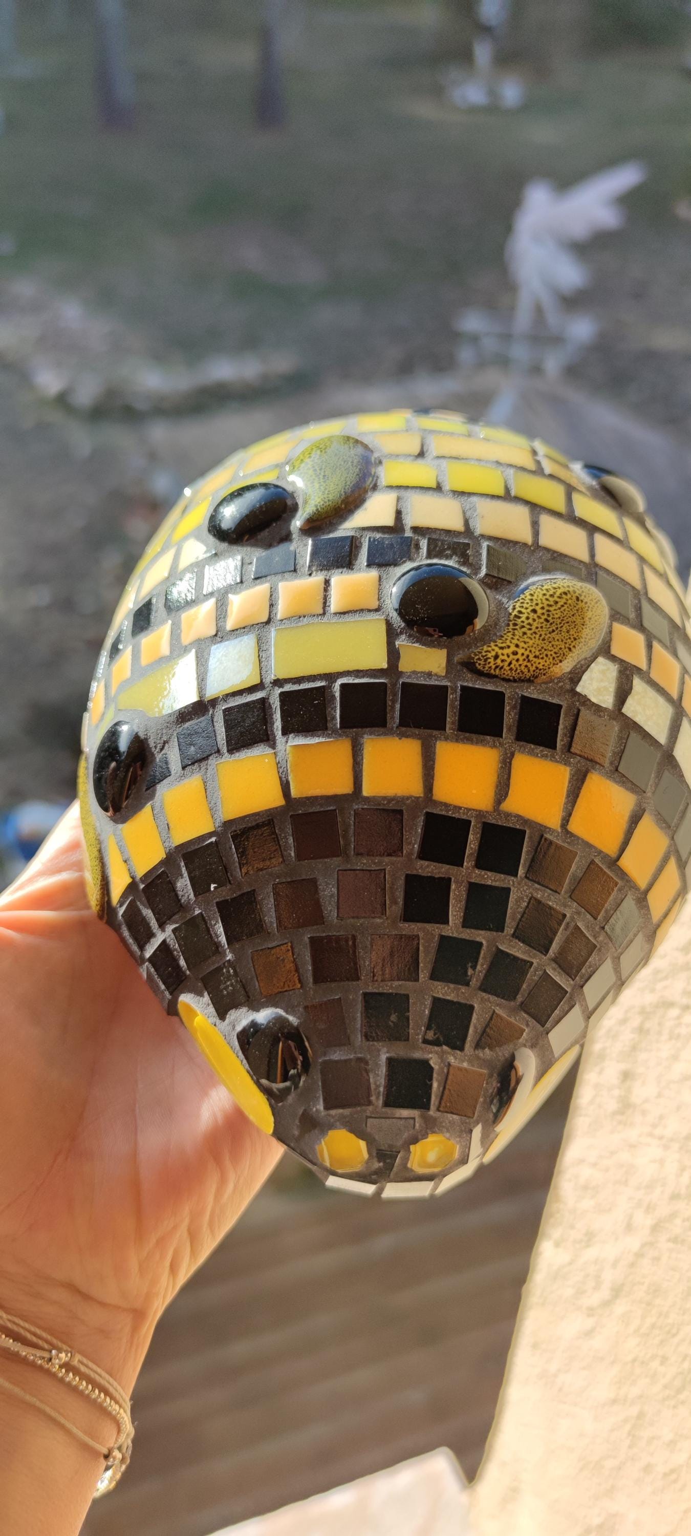 Lot de 3 Coccinelles rouge, jaune et orange en mosaïque- sculpture extérieur