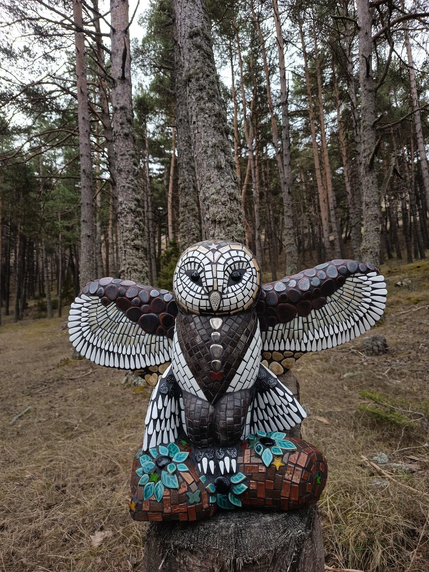 Chouette en mosaïque /sculpture extérieur/sculpture en mosaique