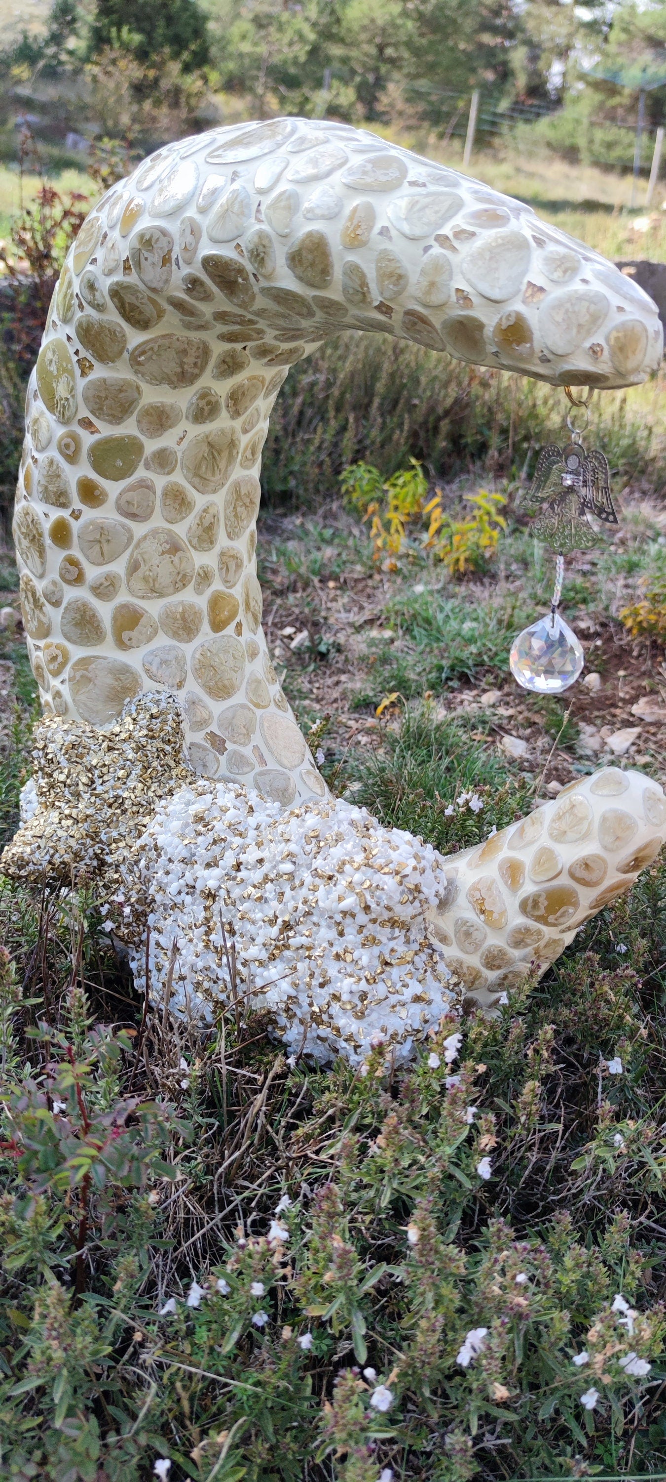 Sculpture mosaïque lune étoile– art déco fait main en mosaïque & verre – pièce unique pour intérieur / extérieur / jardin