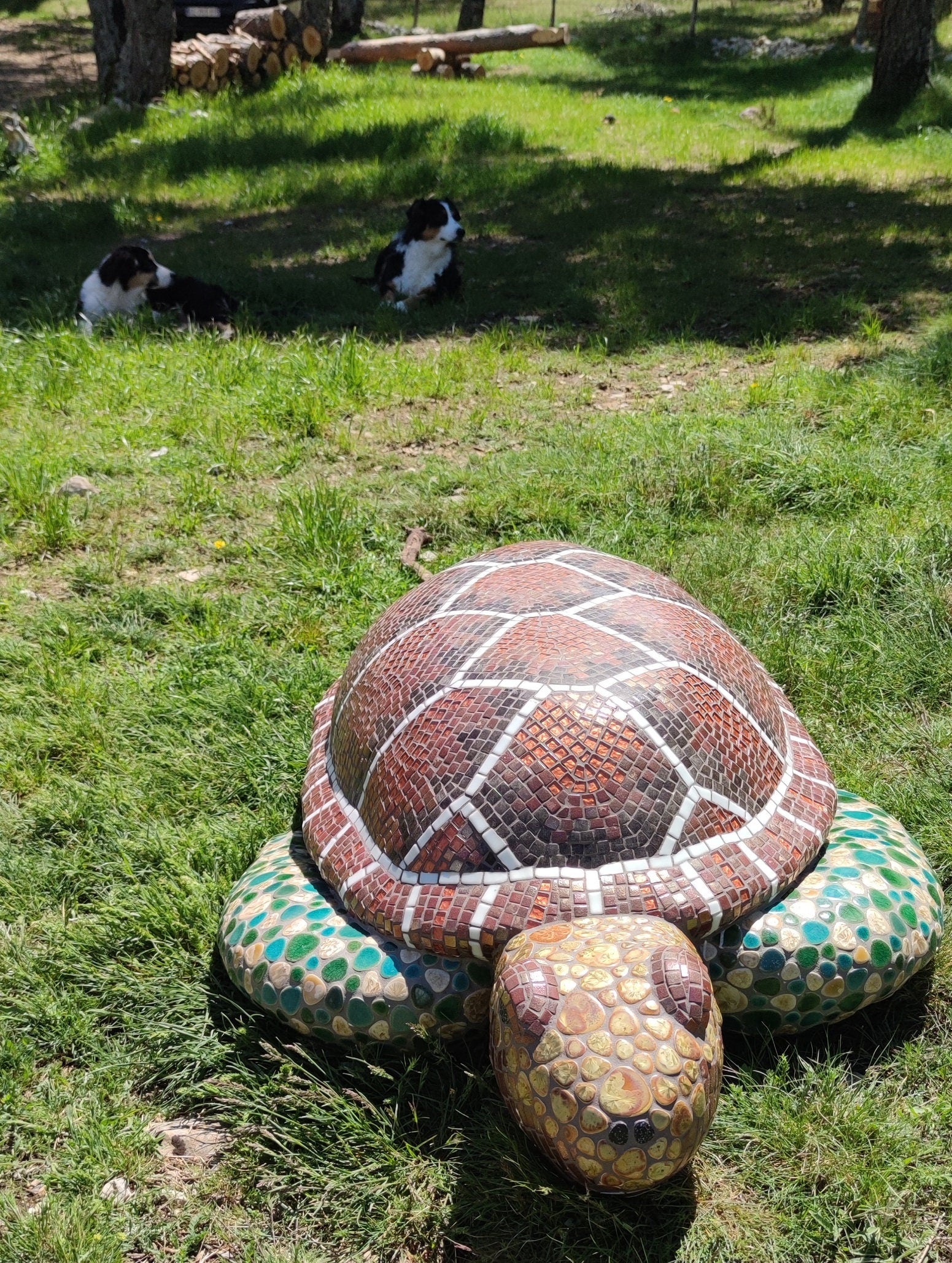Sculpture mosaïque tortue – art déco fait main en mosaïque & verre – pièce unique pour intérieur / extérieur / jardin