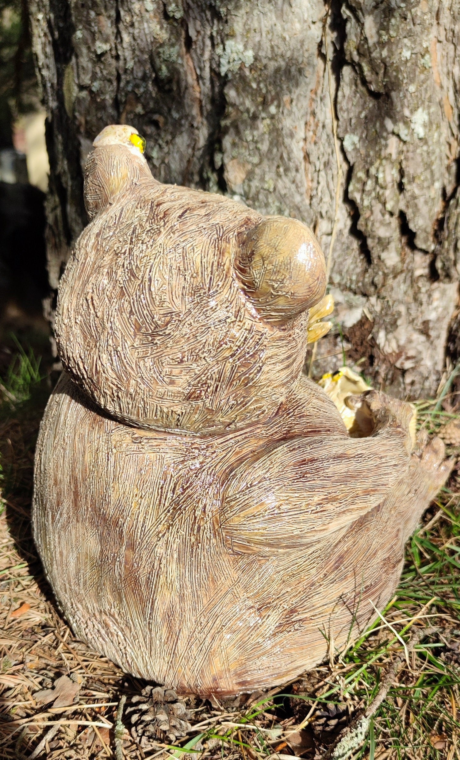ours en faïence émailler-pot de miel -abeille