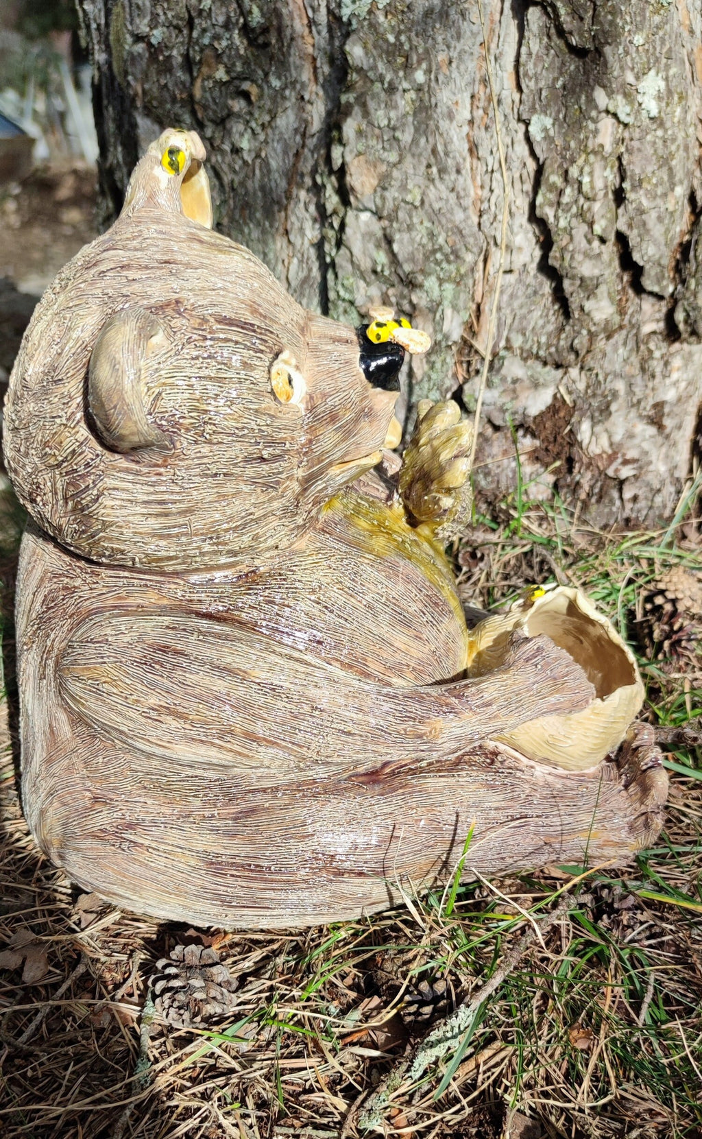 ours en faïence émailler-pot de miel -abeille