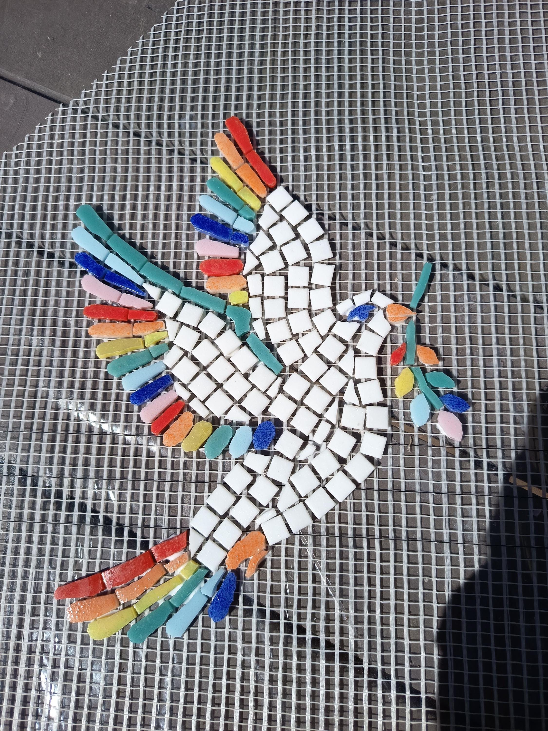 Colombe mosaïque faite main – Décoration murale colorée – Oiseau paix – Art mural
