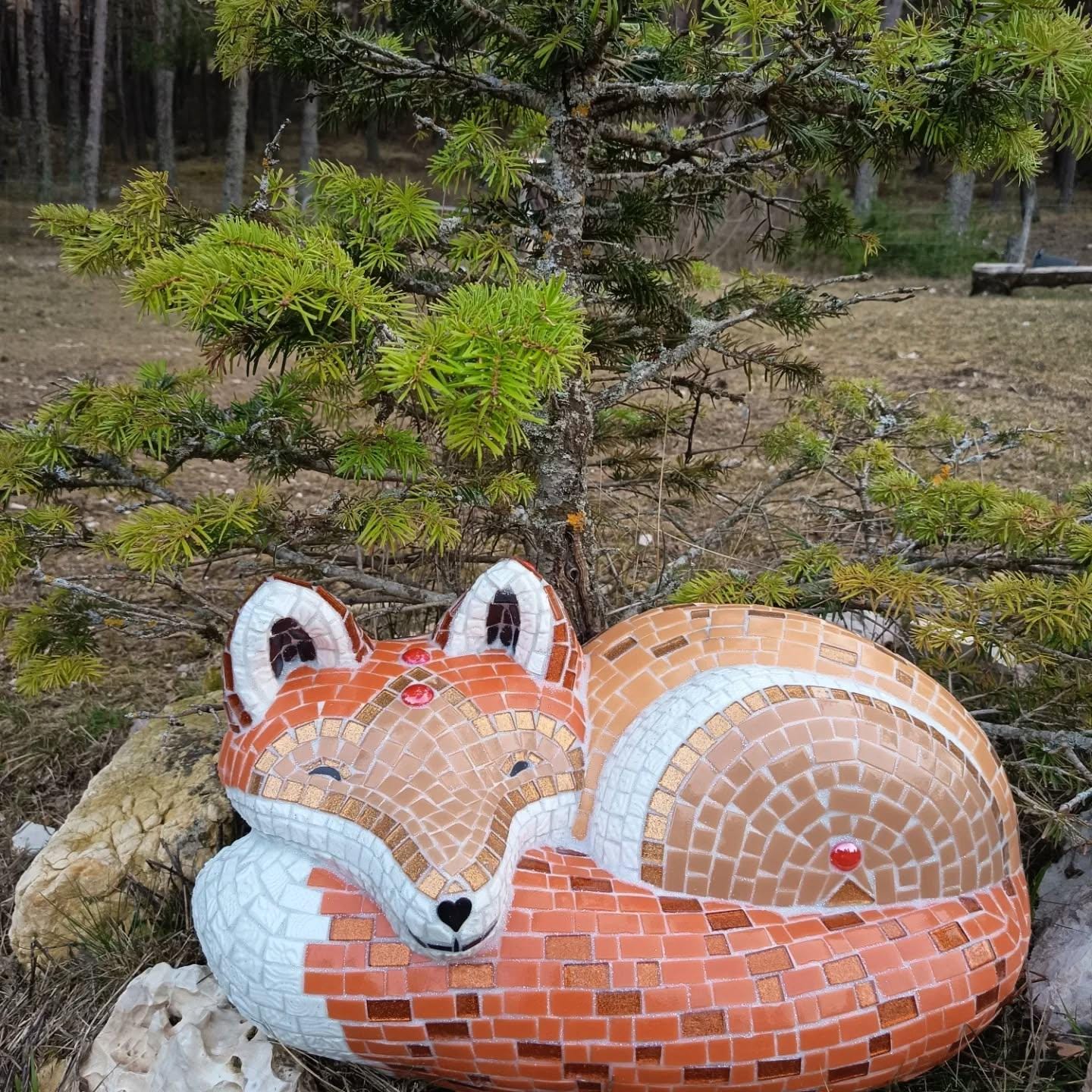 Renard en mosaïque -art contemporain- sculpture en mosaique
