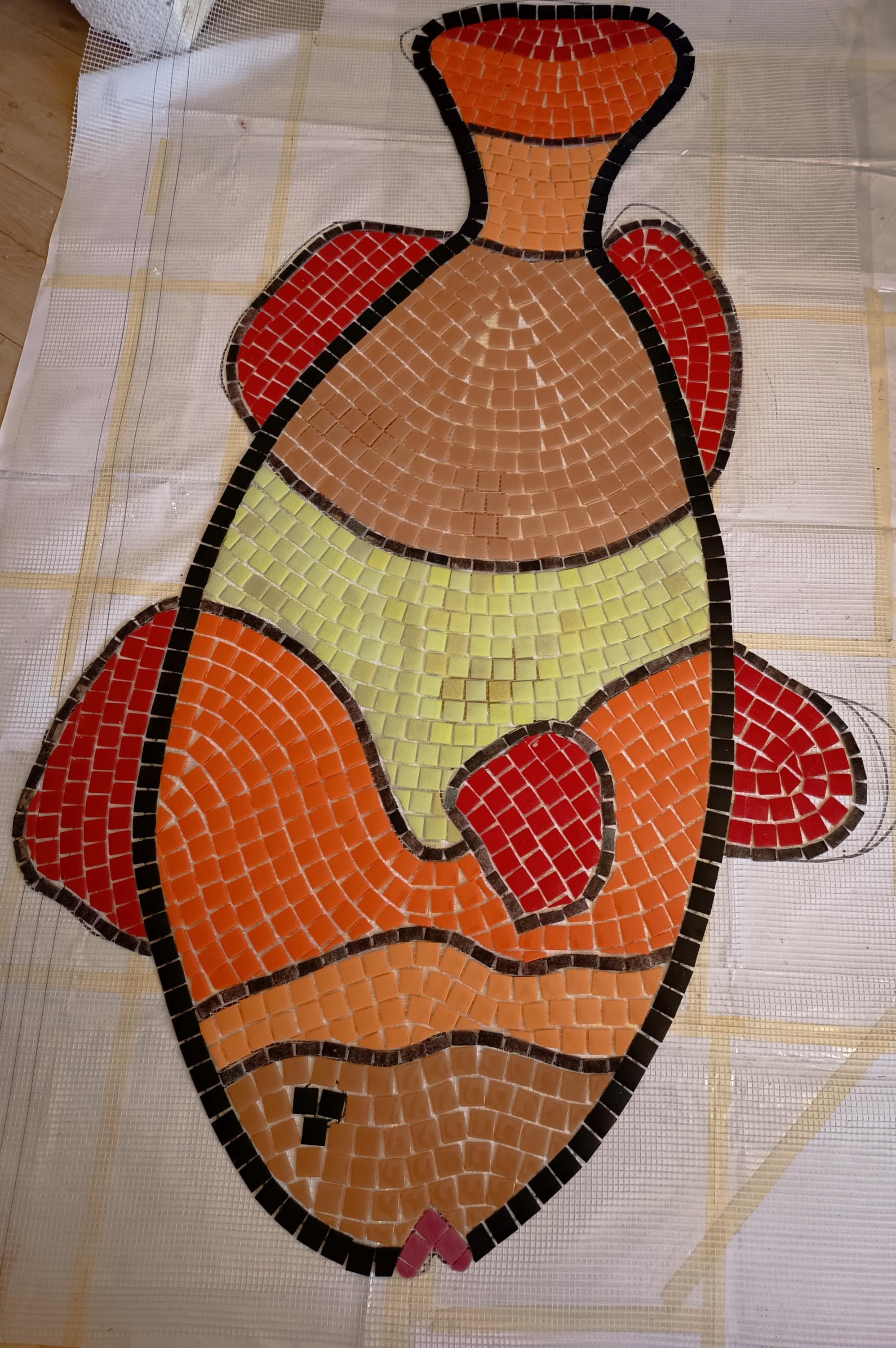 Poisson clown multicolore en mosaïque-mosaique piscine