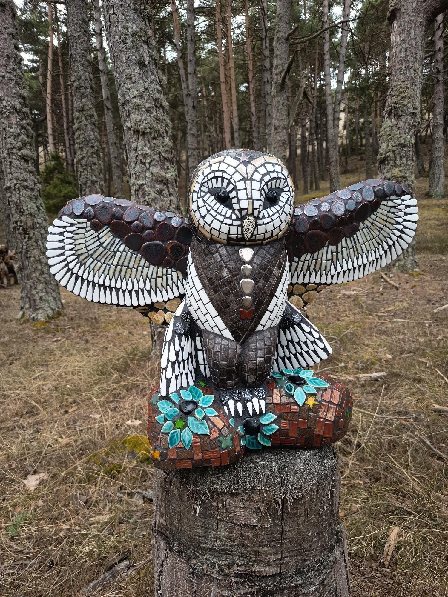 Chouette en mosaïque /sculpture extérieur/sculpture en mosaique