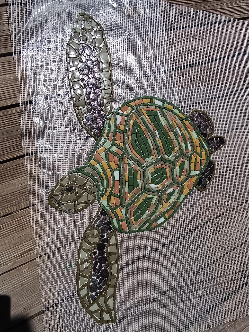 Tortue de mer en mosaïque pour piscine
