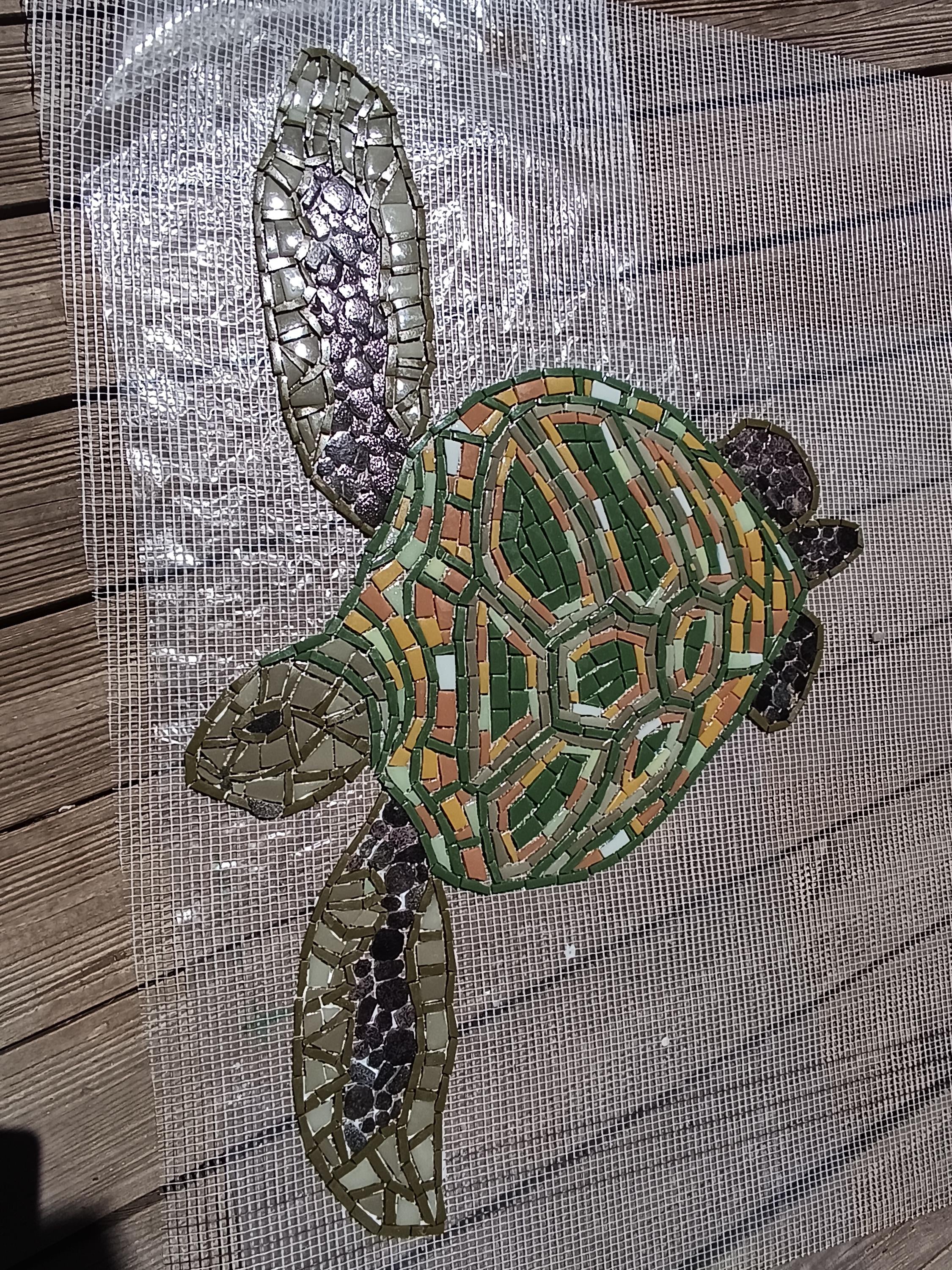 Tortue de mer en mosaïque pour piscine
