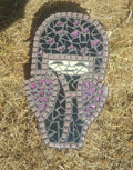 Small Japanese doll in purple and black mosaic