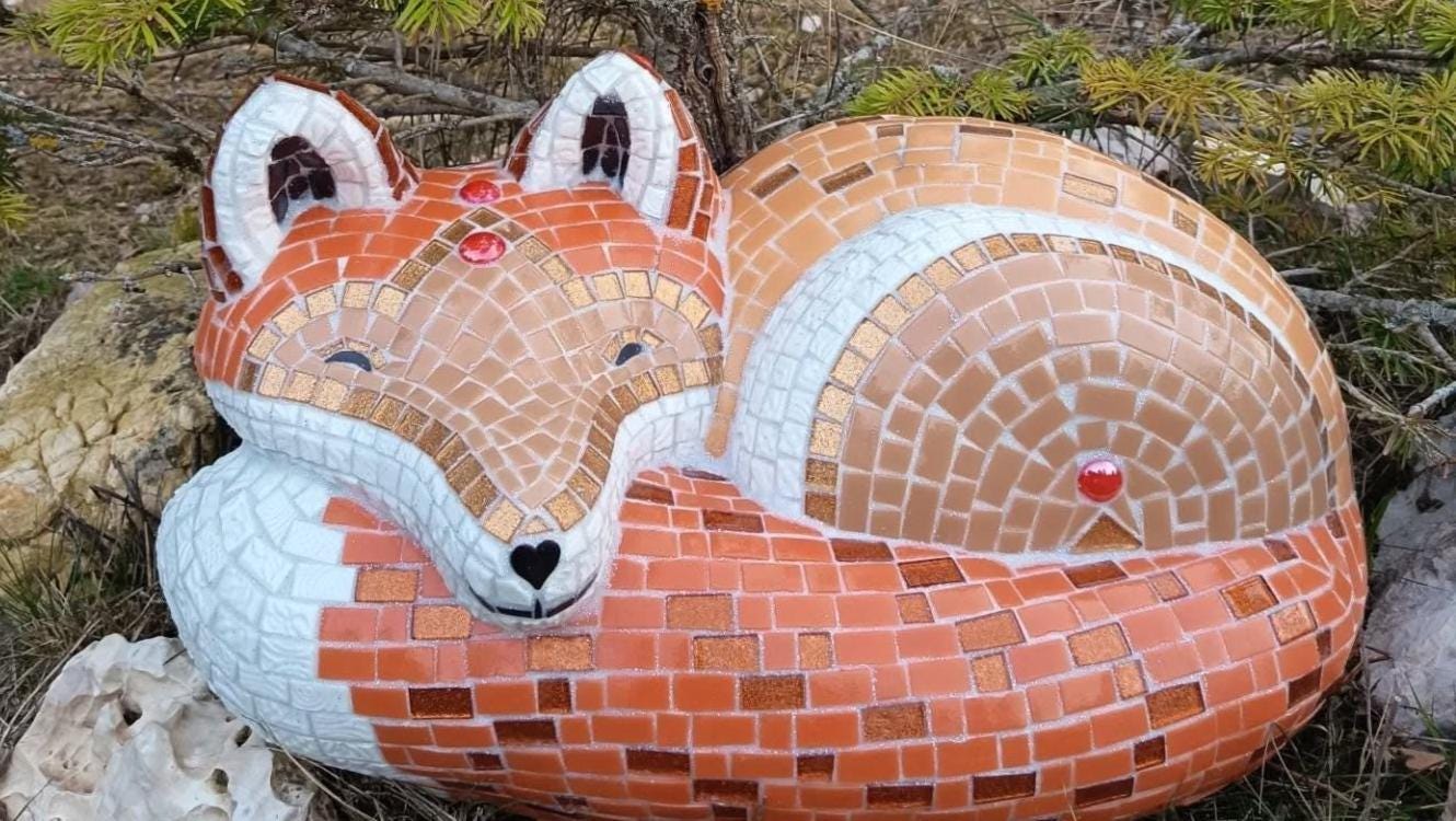 Renard en mosaïque -art contemporain- sculpture en mosaique