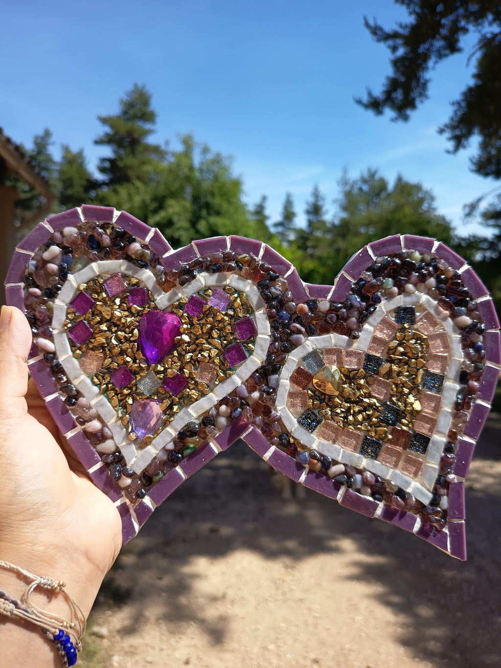 Coeur en mosaïque décoratif violet