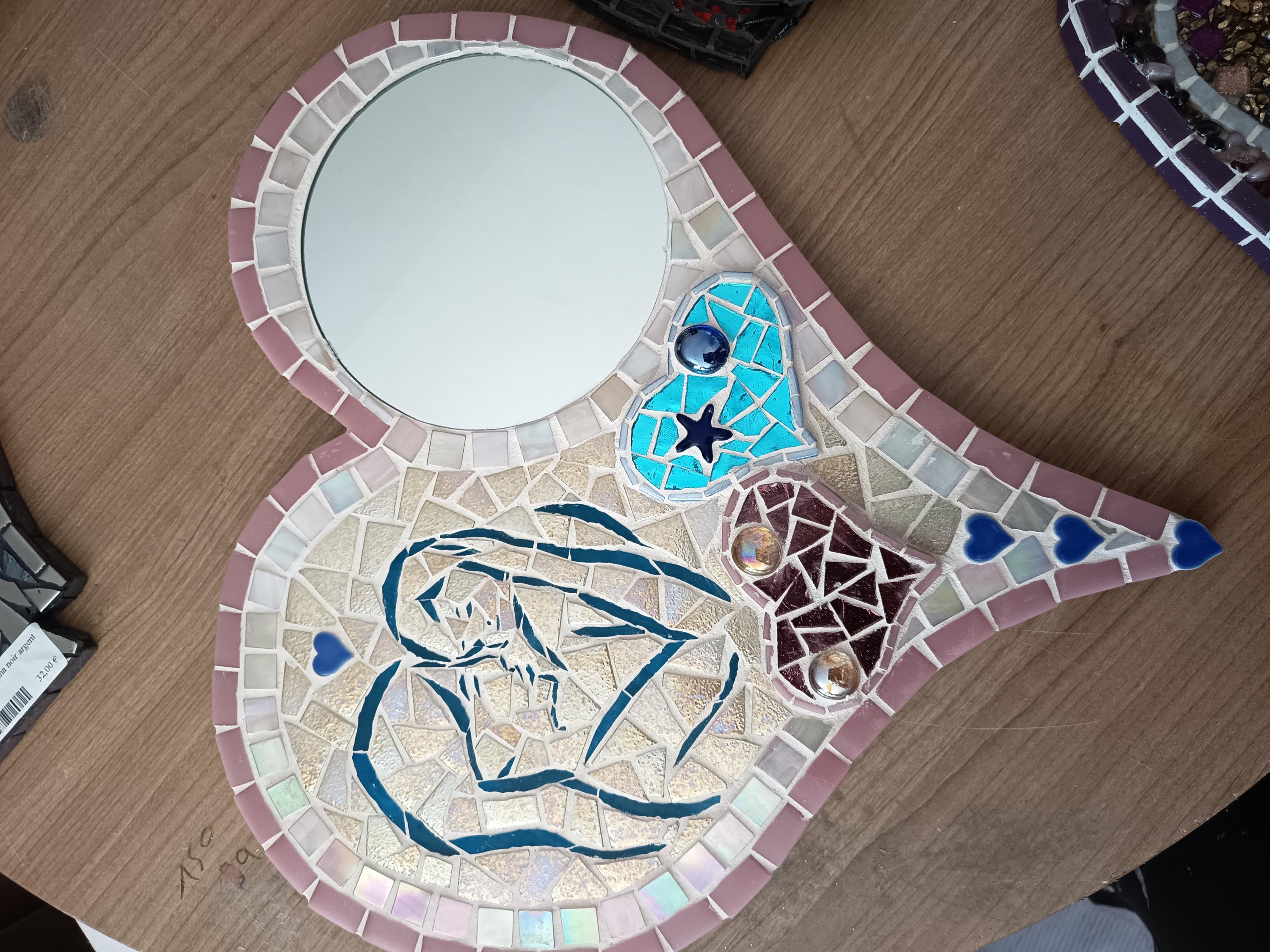 Miroir mosaïque Maman & Enfant – cadeau de naissance ou fête des mères – fait main