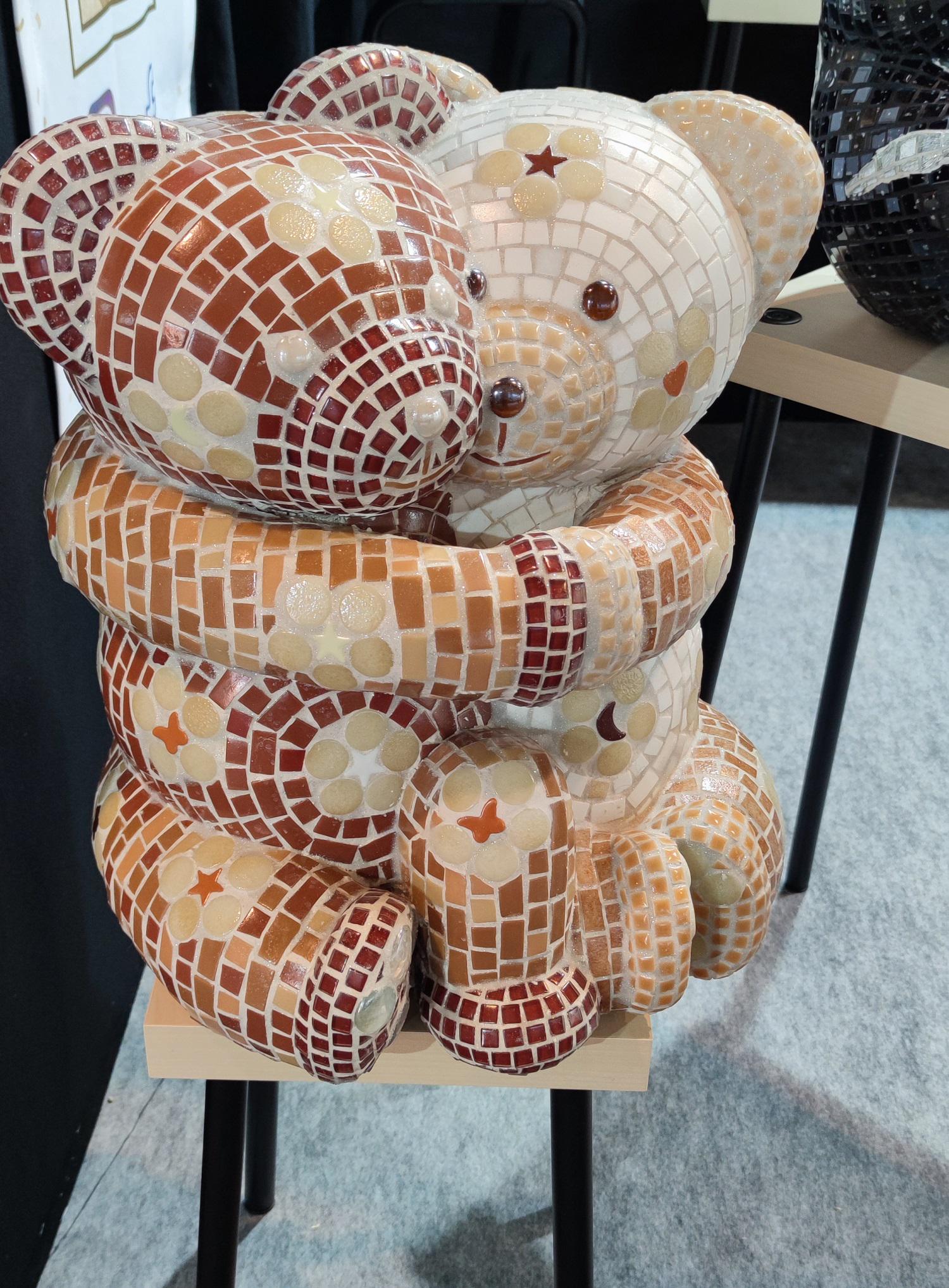 Sculpture mosaïque ours – art déco fait main en mosaïque & verre – pièce unique pour intérieur / extérieur / jardin